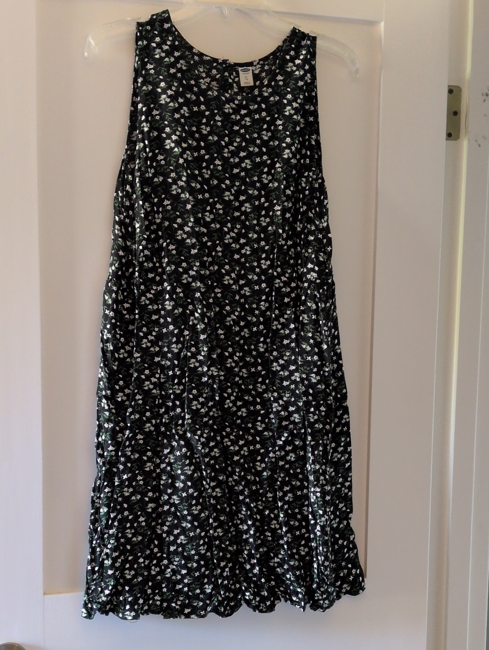 Old Navy Black Floral A-Line Midi Skirt